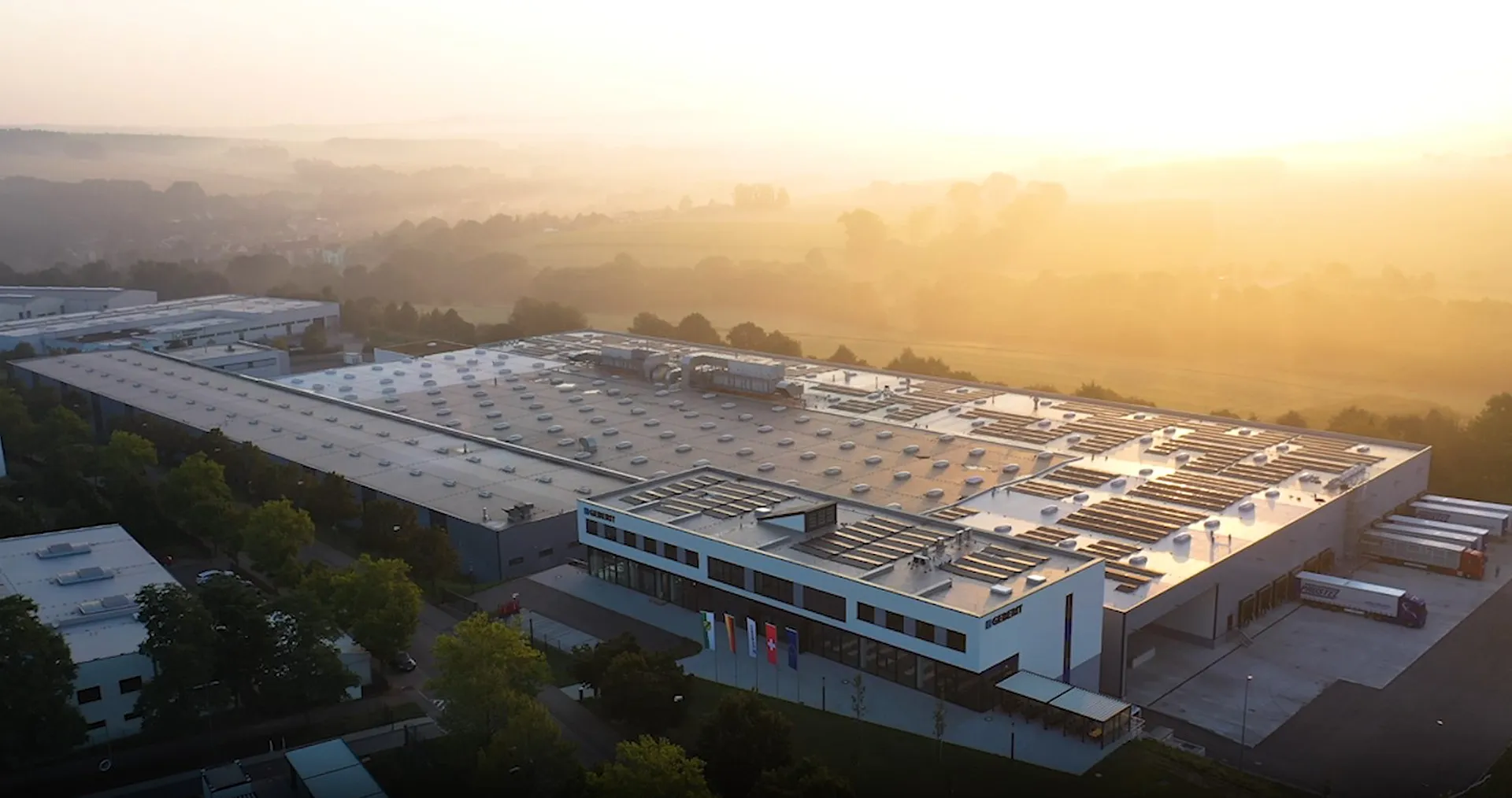 View from the top of the production plant in Lichtenstein, Germany, showing a new photovoltaic system that produces up to 870 megawatt-hours of solar power per year. (Photo)