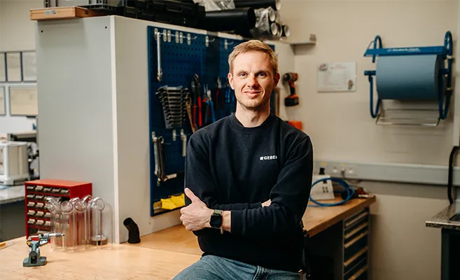 Patrick Grünbeck is a plastics technician at the production plant in Pottenbrunn, Austria. (Photo)